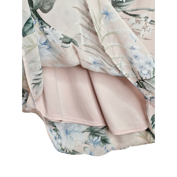 Apt. 9 Short Sleeve Flowy Floral Pink Blouse Double Lined Size XL - Picture 3 of 8